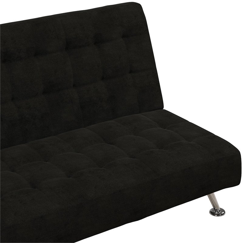 Tufted Sleeper Sofa in Black and Chrome