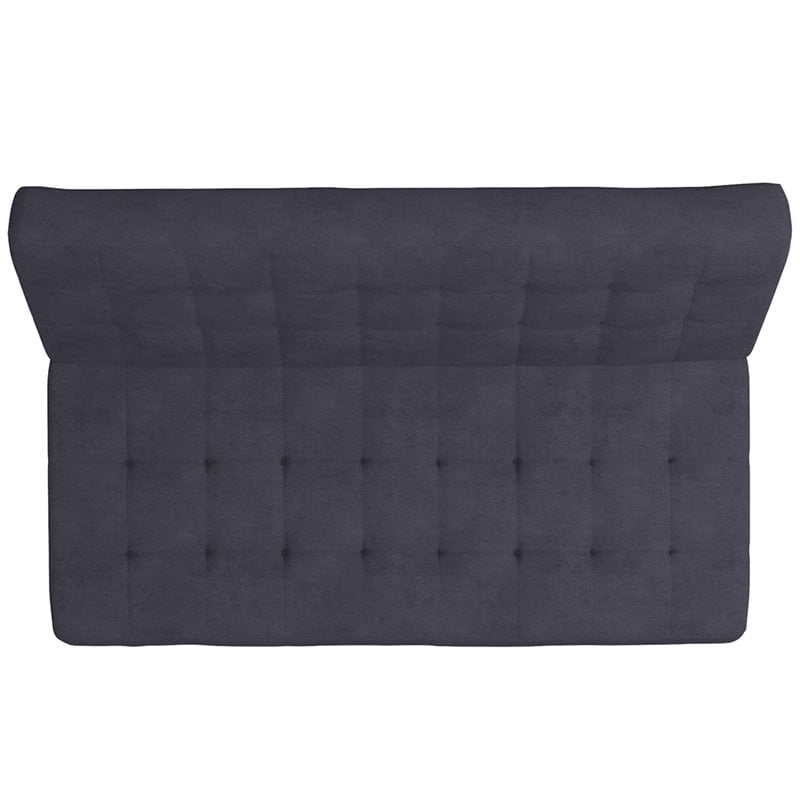 Tufted Sleeper Sofa in Dark Blue and Chrome