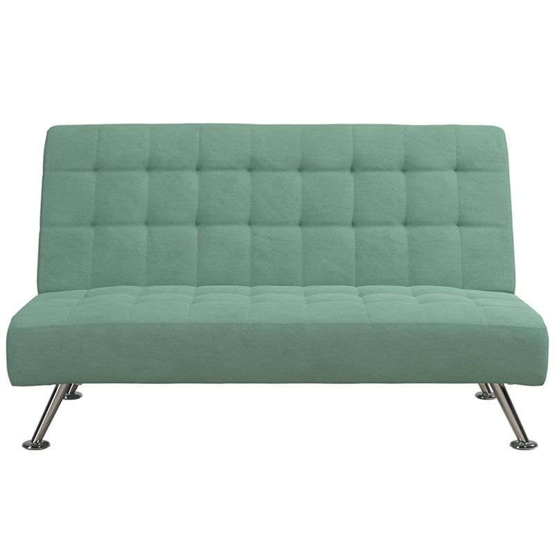 Tufted Sleeper Sofa in Teal and Chrome