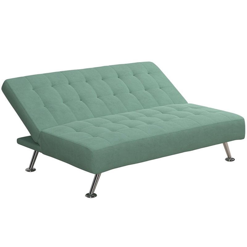 Tufted Sleeper Sofa in Teal and Chrome
