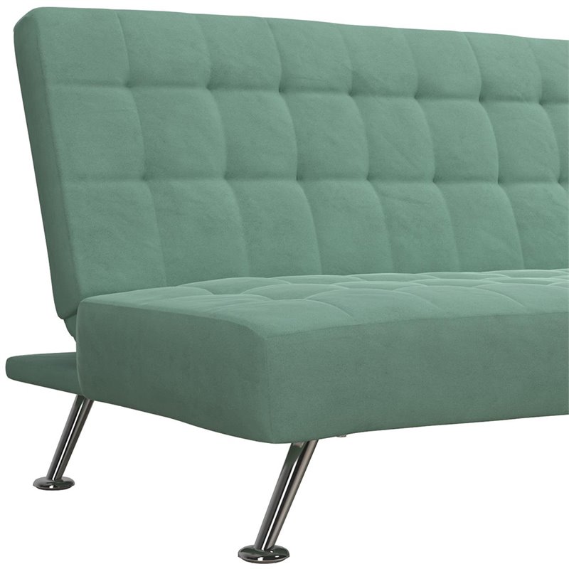 Tufted Sleeper Sofa in Teal and Chrome