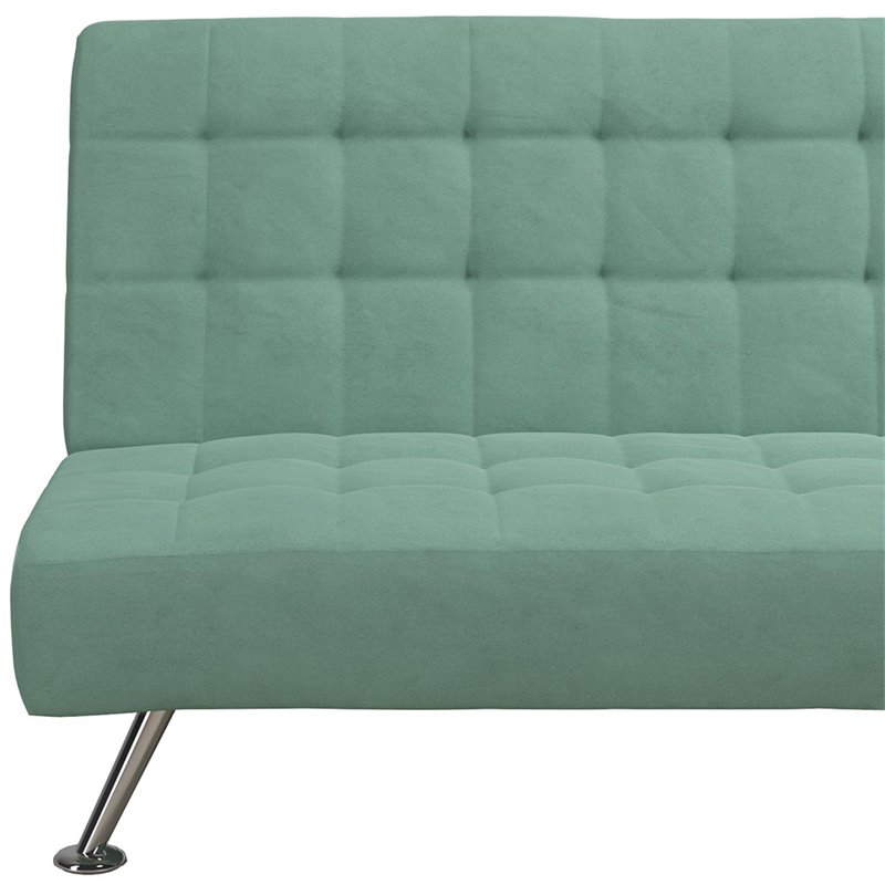 Tufted Sleeper Sofa in Teal and Chrome