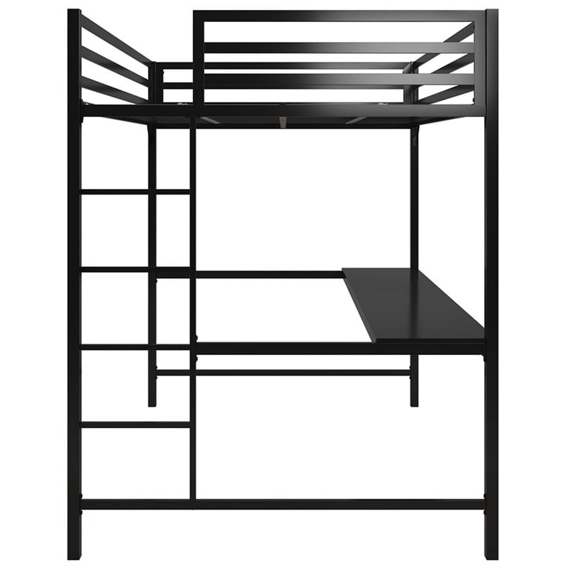 Rosebery Kids Full Metal Loft Bed with Desk in Black