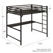 Rosebery Kids Full Metal Loft Bed with Desk in Black