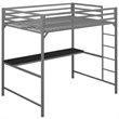Rosebery Kids Full Metal Loft Bed with Desk in Silver