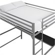 Rosebery Kids Full Metal Loft Bed with Desk in Silver