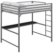 Rosebery Kids Full Metal Loft Bed with Desk in Silver
