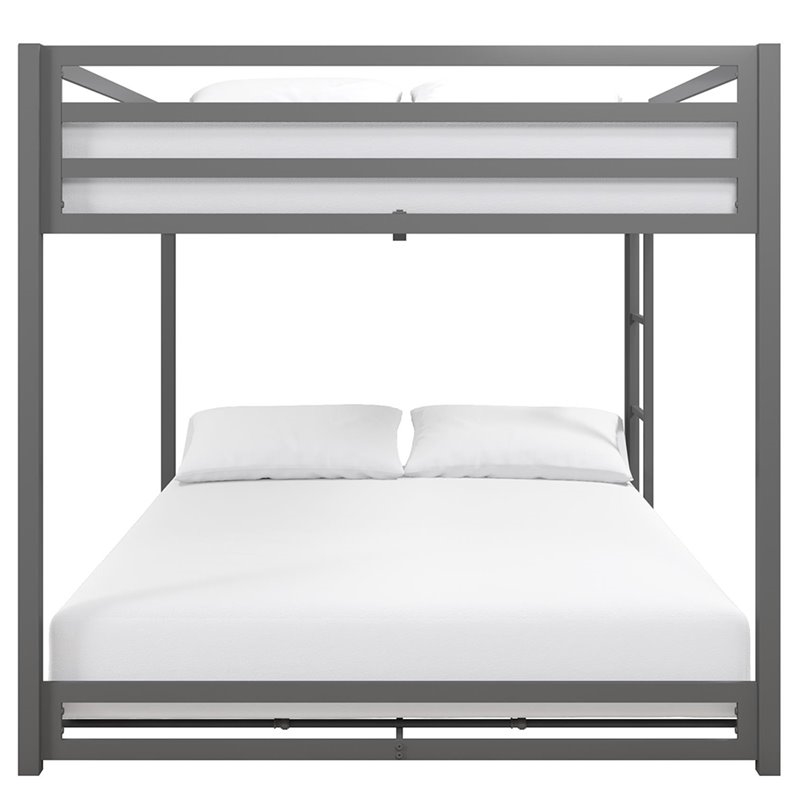 Roseberry Kids Modern Metal Full Over Full Bunk Bed in Silver