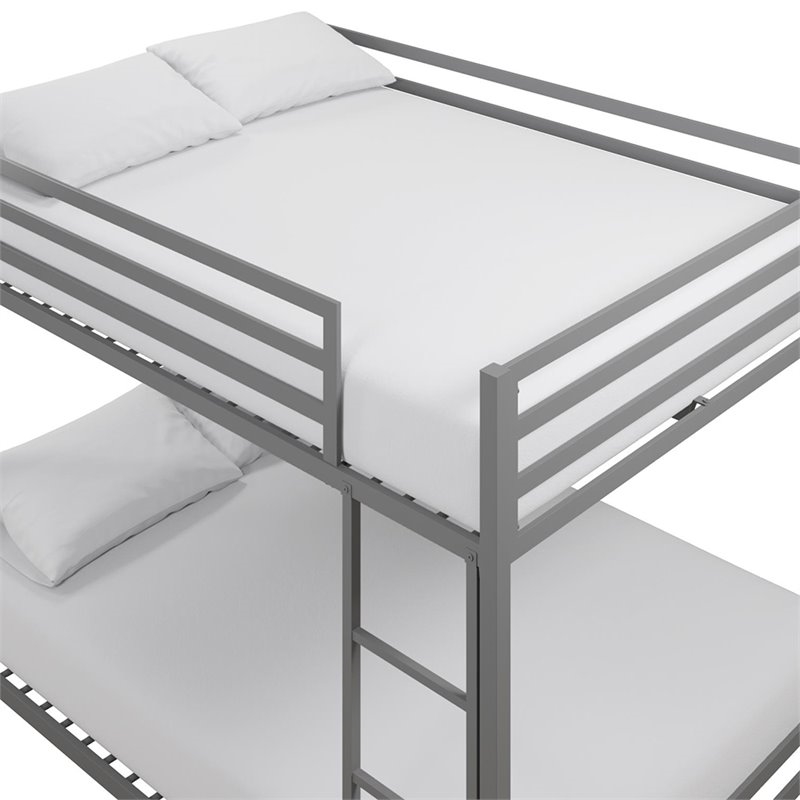 Roseberry Kids Modern Metal Full Over Full Bunk Bed in Silver
