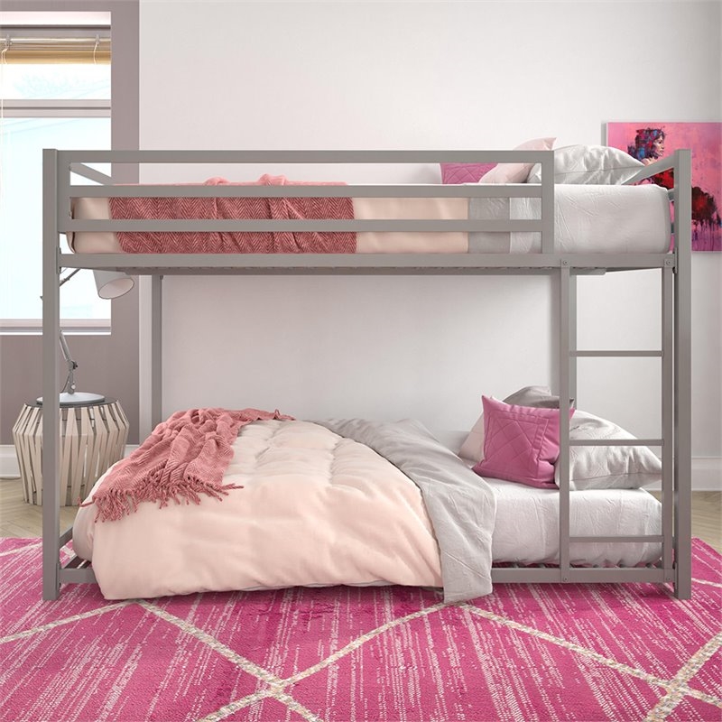 Roseberry Kids Modern Metal Full Over Full Bunk Bed in Silver