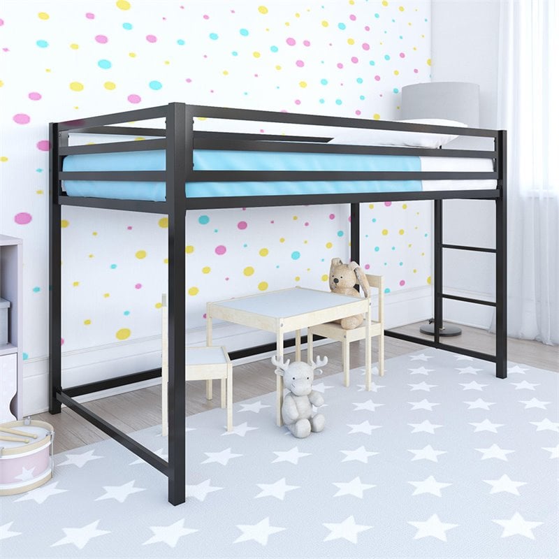 Rosebery Kids Twin Metal Junior Loft Bed in Black