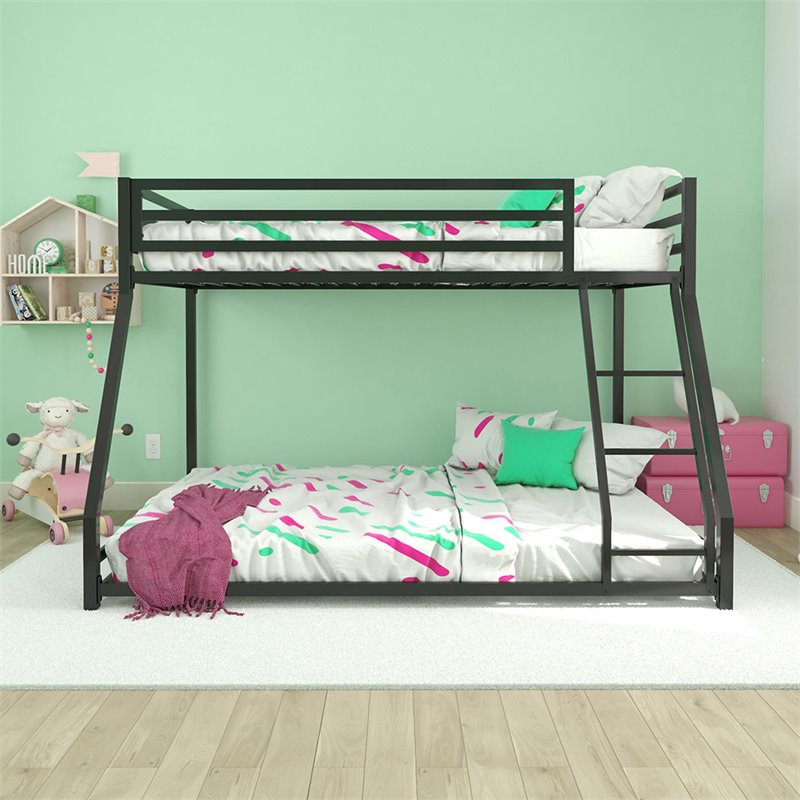 Rosebery Kids Twin Over Full Metal Bunk Bed in Black