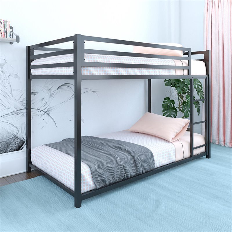 Rosebery Kids Twin Over Twin Metal Bunk Bed in Black