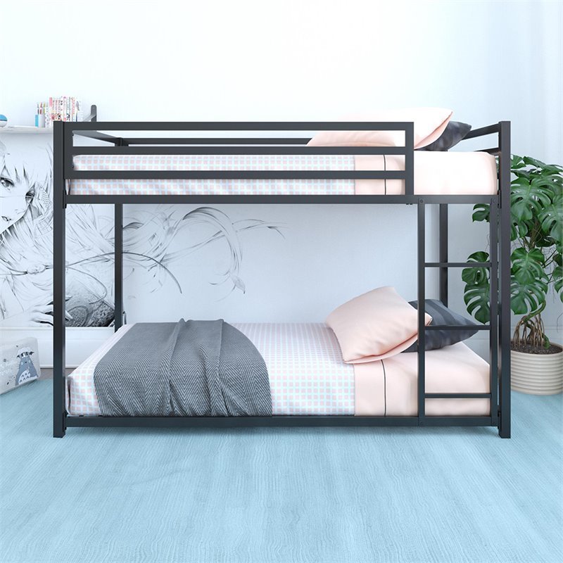 Rosebery Kids Twin Over Twin Metal Bunk Bed in Black