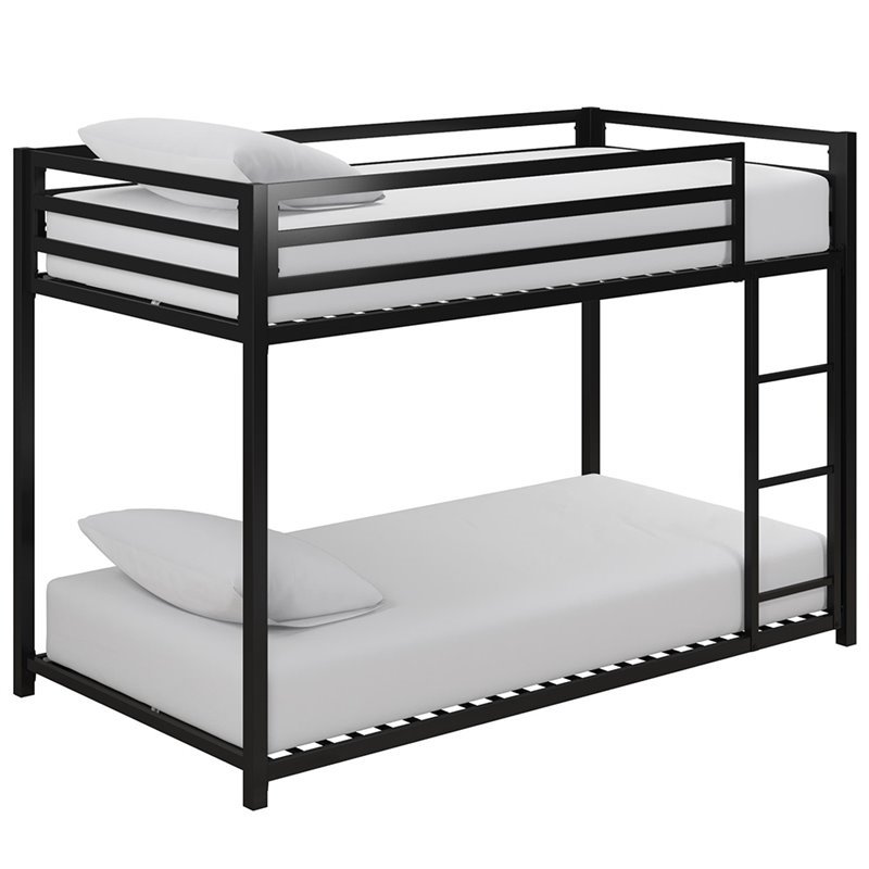 Rosebery Kids Twin Over Twin Metal Bunk Bed in Black
