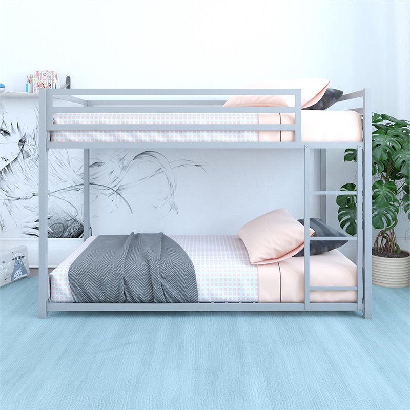 Rosebery Kids Twin Over Twin Metal Bunk Bed in Silver