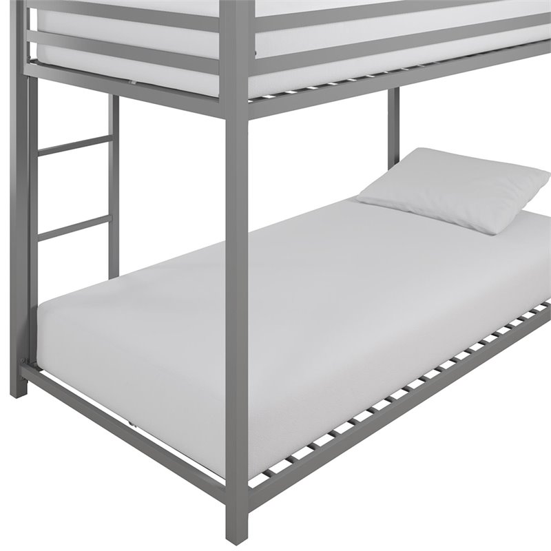 Rosebery Kids Twin Over Twin Metal Bunk Bed in Silver