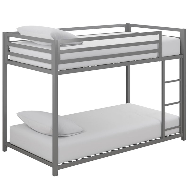 Rosebery Kids Twin Over Twin Metal Bunk Bed in Silver