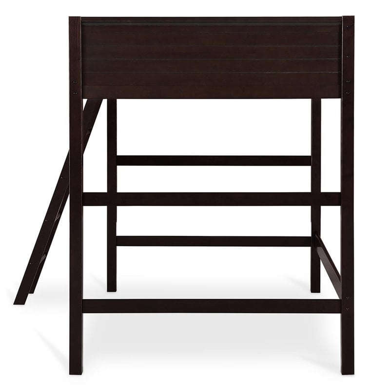 Rosebery Kids Traditional Wood 5-Step Ladder Full Loft Bed in Espresso