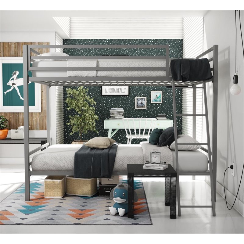 Rosebery Kids Twin Over Twin Metal Bunk Bed in Gray