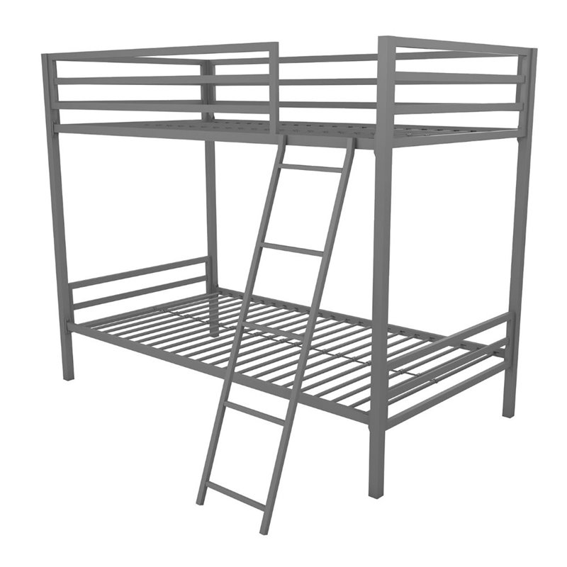 Rosebery Kids Twin Over Twin Metal Bunk Bed in Gray