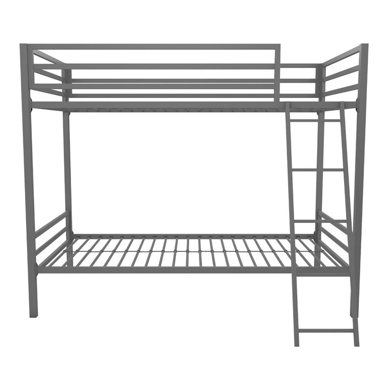 Rosebery Kids Twin Over Twin Metal Bunk Bed in Gray