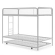 Rosebery Kids Twin Over Twin Metal Bunk Bed with Trundle in White