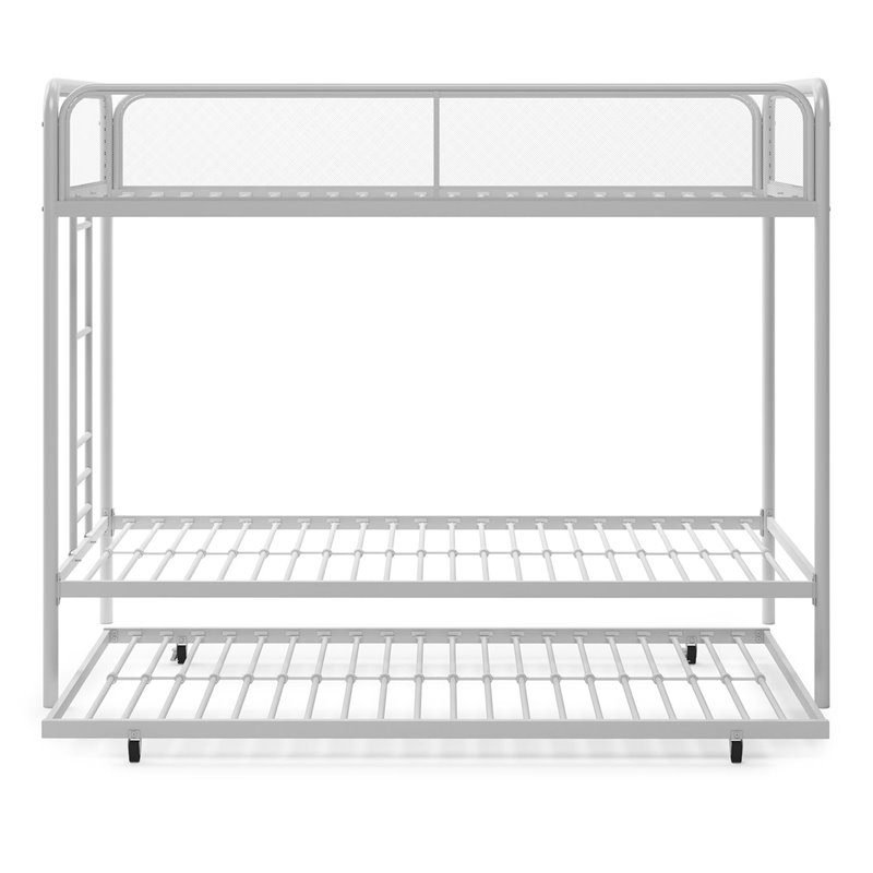 Rosebery Kids Twin Over Twin Metal Bunk Bed with Trundle in White