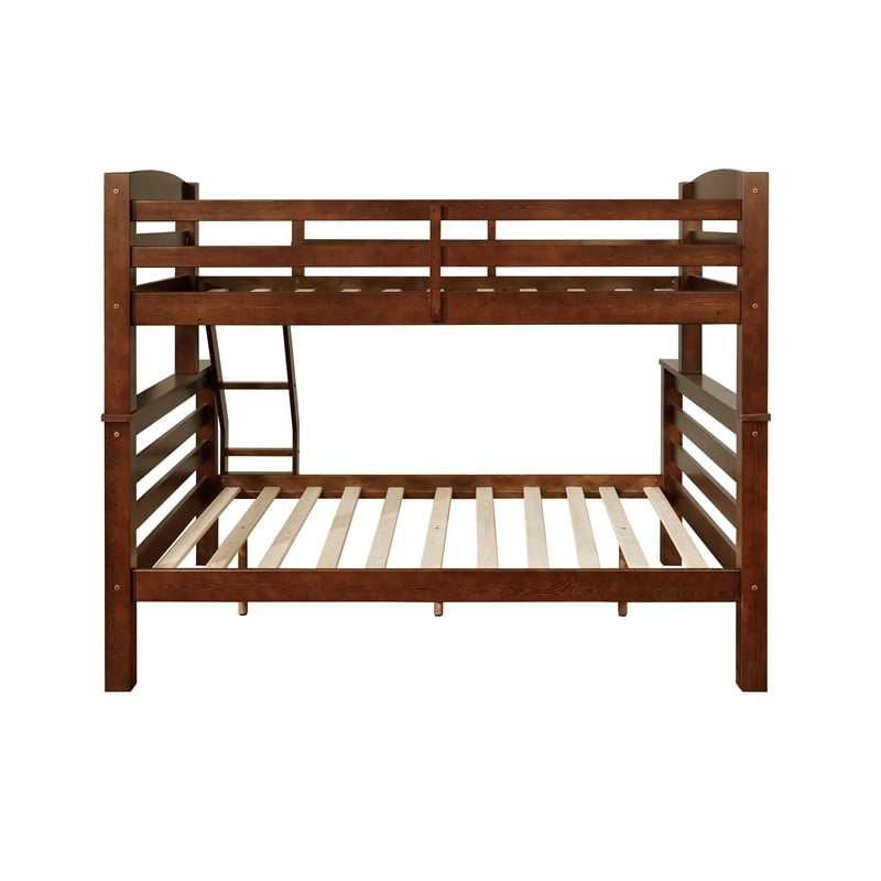 Rosebery Kids Wood Twin over Full Bunk Bed with Attached Ladder in Brown