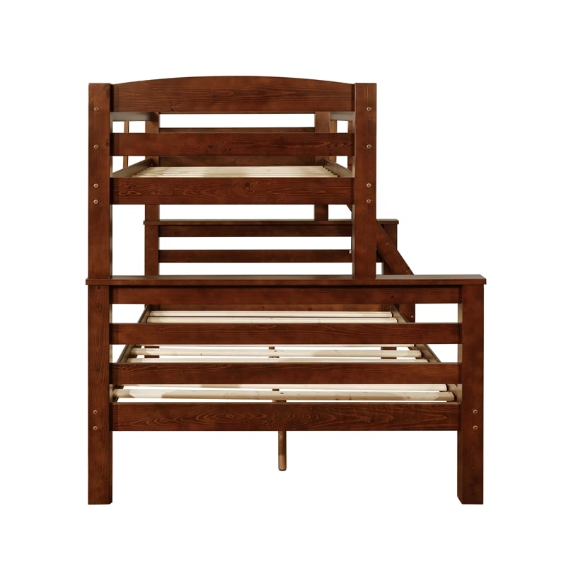 Rosebery Kids Wood Twin over Full Bunk Bed with Attached Ladder in Brown