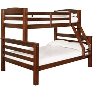 Rosebery Kids Wood Twin over Full Bunk Bed with Attached Ladder in Brown