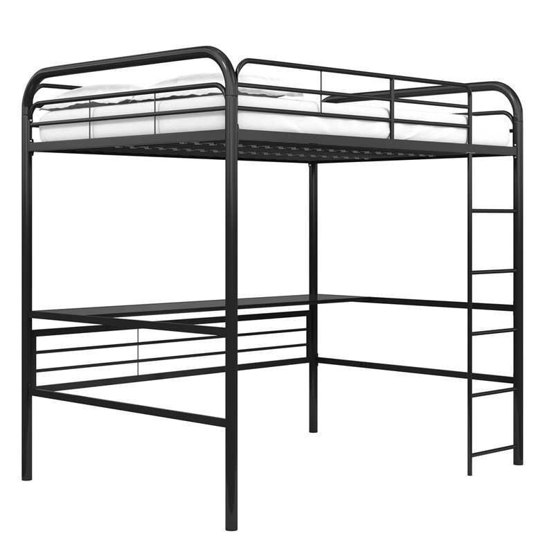 Rosebery Kids Full Metal Loft Bed With Desk In Black Rk 4866 1994357