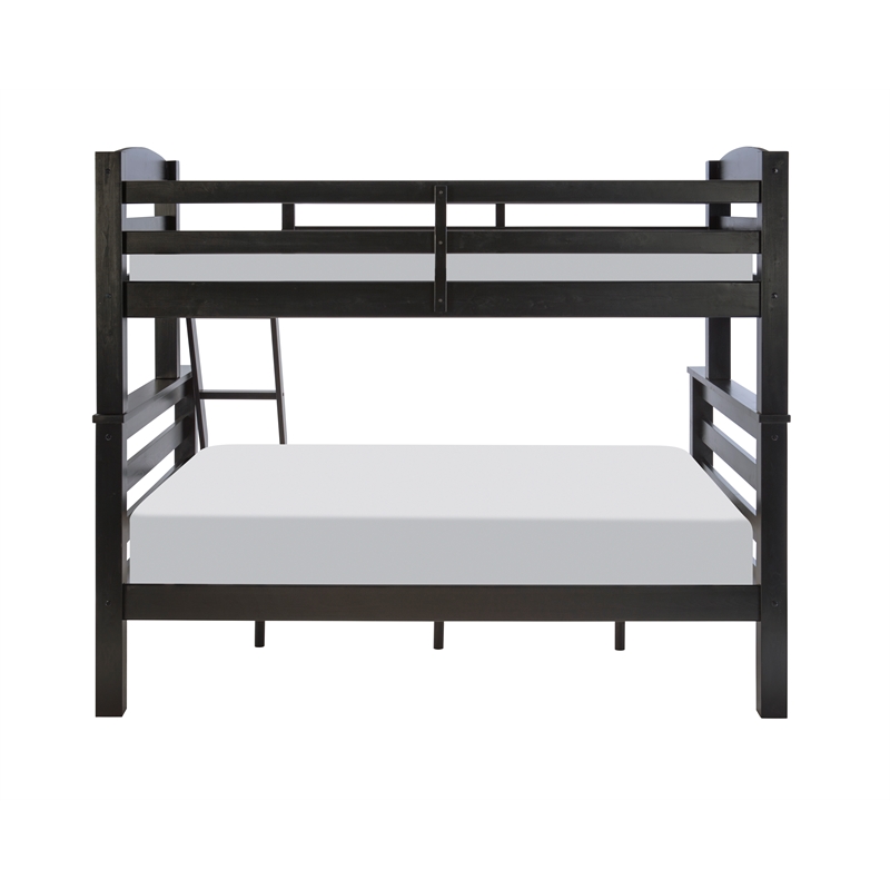 Rosebery Kids Transitional Wood Twin over Full Bunk Bed with Built in Black