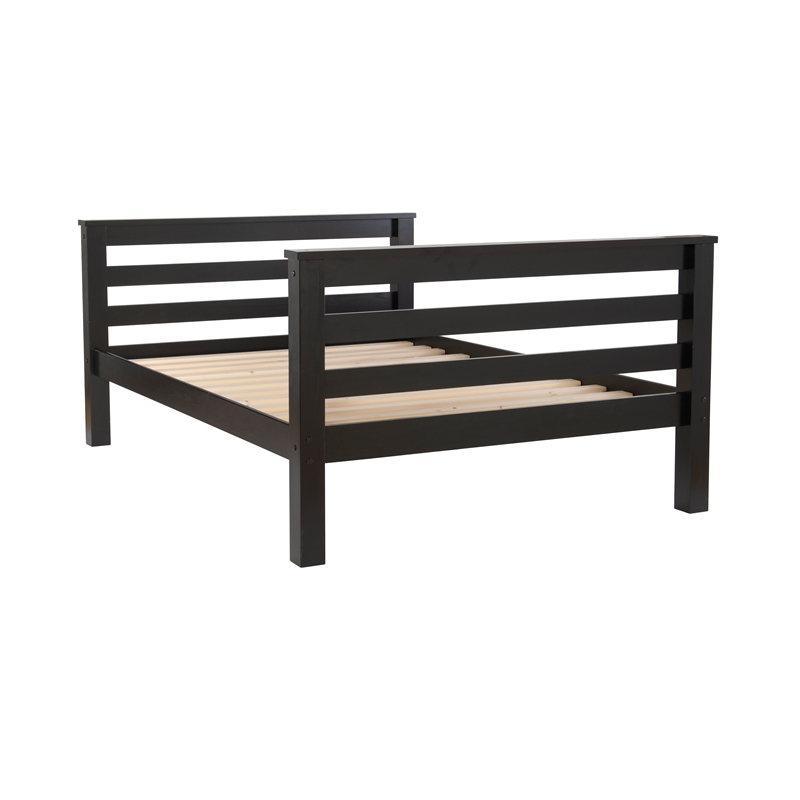 Rosebery Kids Transitional Wood Twin over Full Bunk Bed with Built in Black