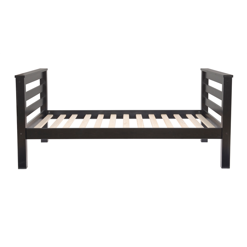 Rosebery Kids Transitional Wood Twin over Full Bunk Bed with Built in Black