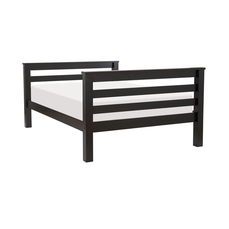 Rosebery Kids Transitional Wood Twin over Full Bunk Bed with Built in Black