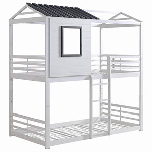 rosebery kids twin over twin bunk bed in white and gray