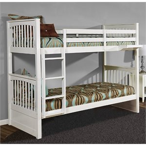 rosebery kids twin over twin slat bunk bed in white