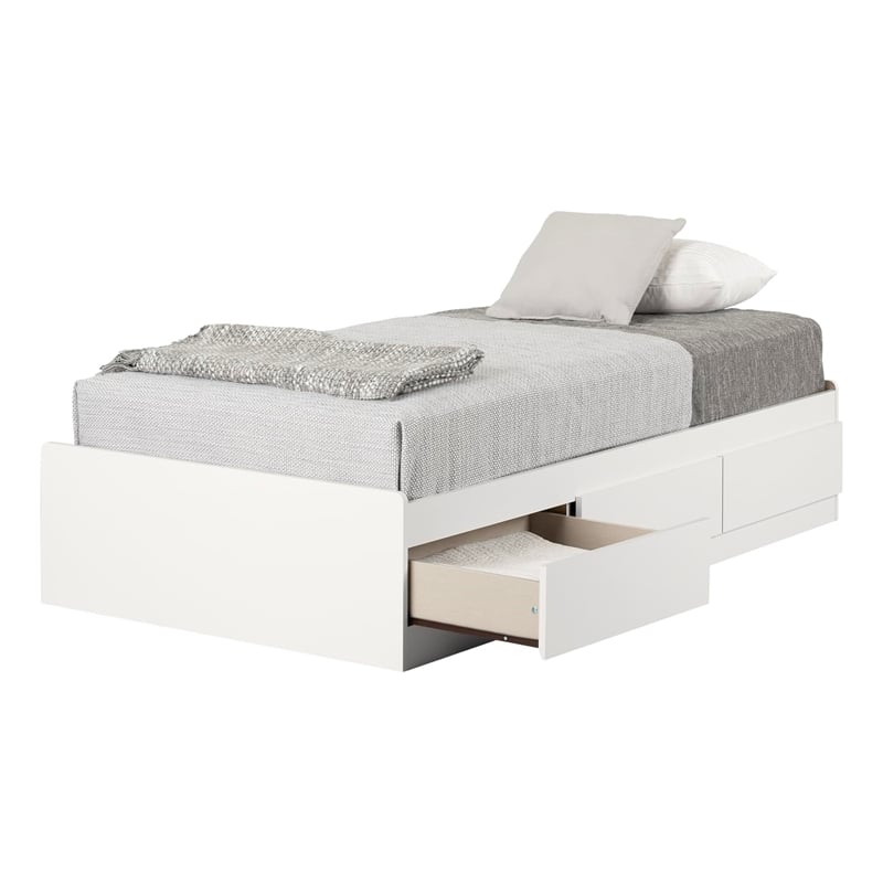 Rosebery Kids Transitional Wood Twin Mates Bed in Pure White