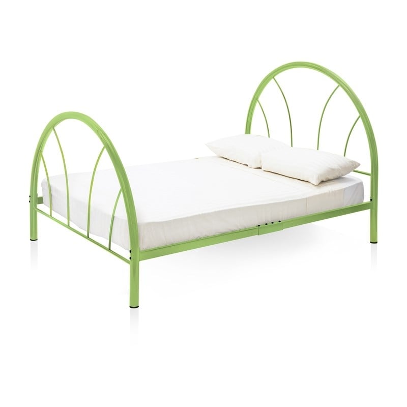 Rosebery Kids Contemporary Steel Metal Arc Design Platform Full Bed in Green