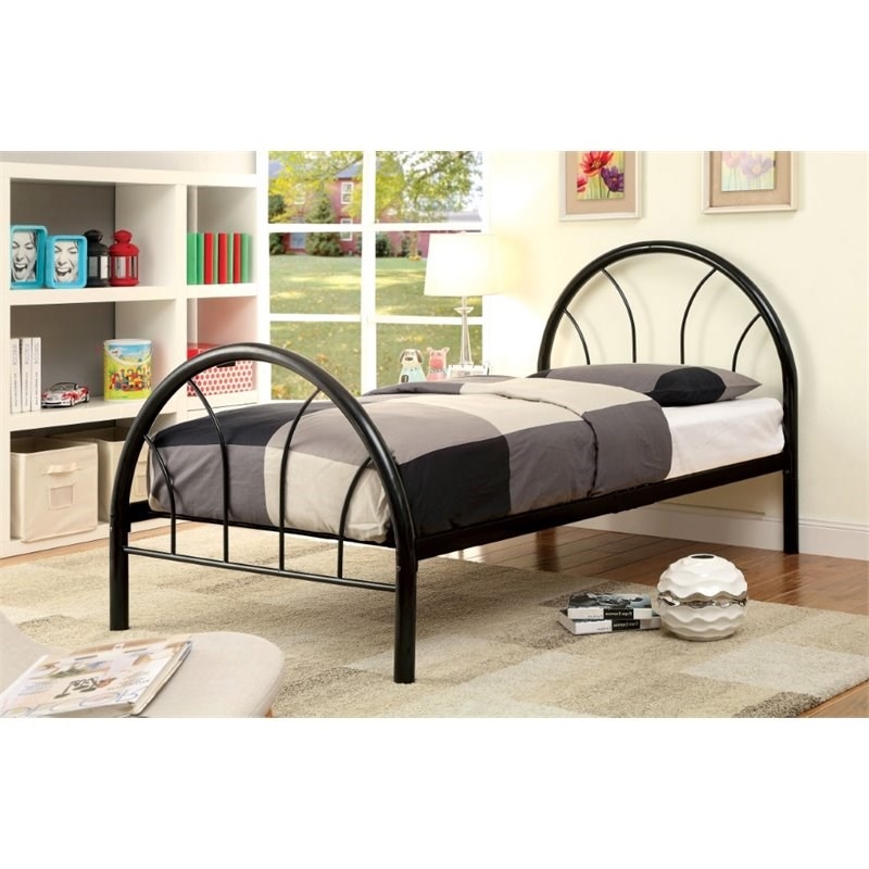 Rosebery Kids Modern Non-Recycled Steel Metal Platform Full Bed in Black