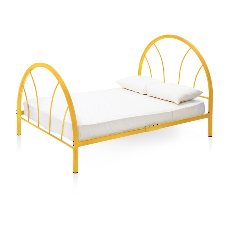 Rosebery Kids Modern Non-Recycled Steel Metal Platform Full Bed in Orange