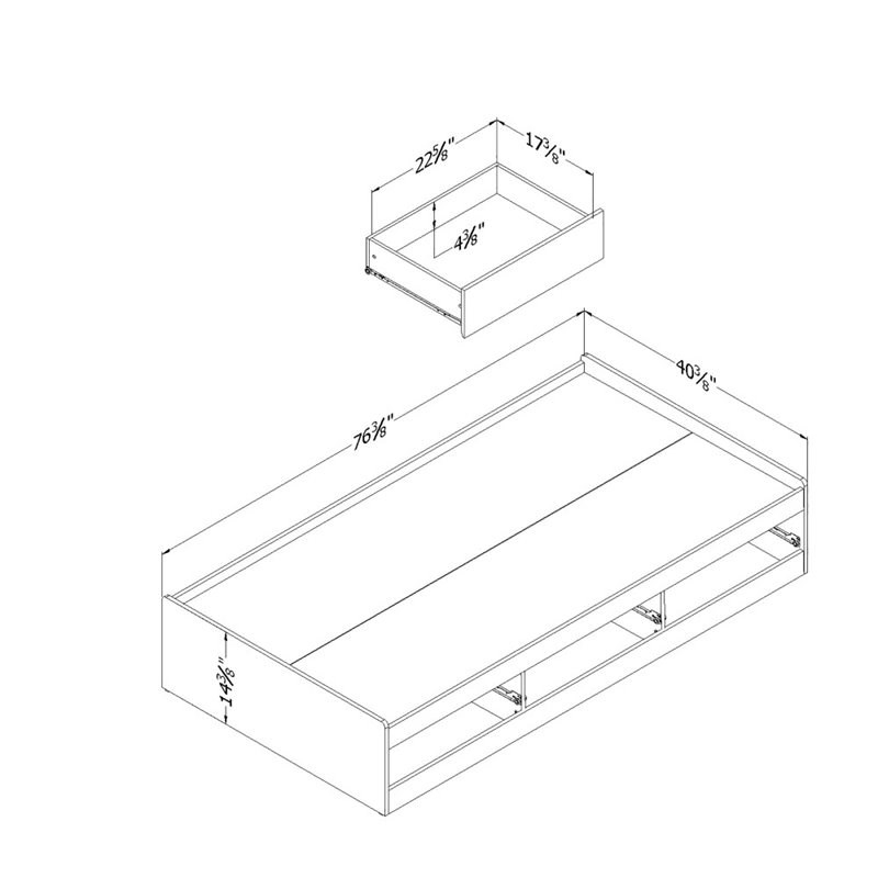 Rosebery Kids Transitional Wood Twin Mates Bed with 3 Drawers in Blue