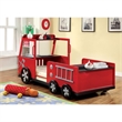 Rosebery Kids Modern Metal Novelty Twin Fire Truck Bed in Red