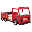 Rosebery Kids Modern Metal Novelty Twin Fire Truck Bed in Red