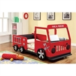 Rosebery Kids Modern Metal Novelty Twin Fire Truck Bed in Red