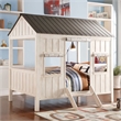 Rosebery Kids Contemporary Wood Full Bed in Weathered White/Washed Gray