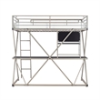 Rosebery Kids Metal Student Loft Twin Bed Lower Desk Unit in Pewter