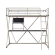 Rosebery Kids Metal Student Loft Twin Bed Lower Desk Unit in Pewter