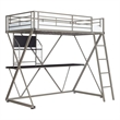 Rosebery Kids Metal Student Loft Twin Bed Lower Desk Unit in Pewter